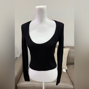 Mable Elegant Black Scoop Neck Sweater Slightly Cropped Size L  Whimsigoth Lux